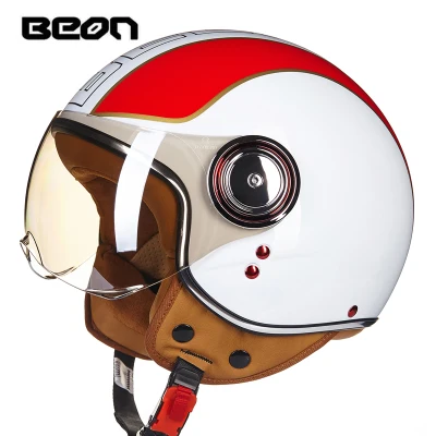 BEON мотоциклетный Ретро 3/4, полулицевые шлемы, винтажный шлем для скутера, открытый шлем для женщин, мотоциклетный шлем для мужчин - Цвет: 21