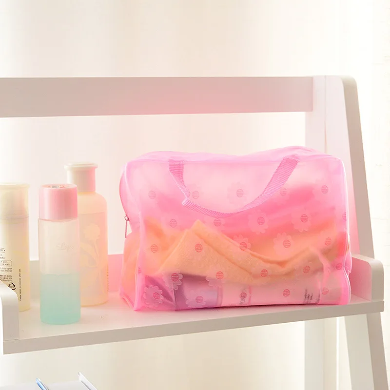 

5 Colors Make Up Organizer Bag Toiletry Bathing Storage Bag women waterproof Transparent Floral PVC Travel cosmetic bag