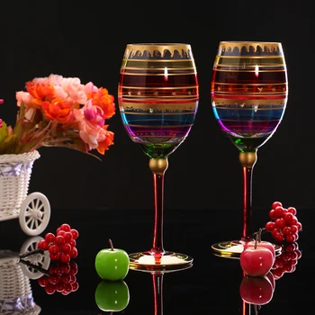 

Colored Drawing Big Champagne Flute Glass Crystal Cup Red Wine Glasses Stemware For Vodka Cups Home Bar Hotel Party Drinkware