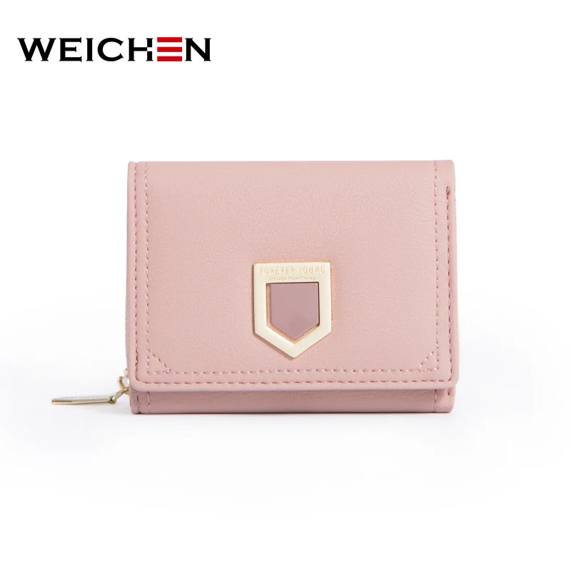 

WEICHEN Brand Mini Wallet Women Fashion Geometric Trifold Ladies Wallets With Zipper Coin Pocket Card HolderFemale Purse NEW