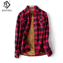 Бархатные толстые теплые Для женщин Рубашки в клетку Женские топы с длинными рукавами M-XXL Зимние флисовые Повседневное проверить блузка осенняя одежда T77710A