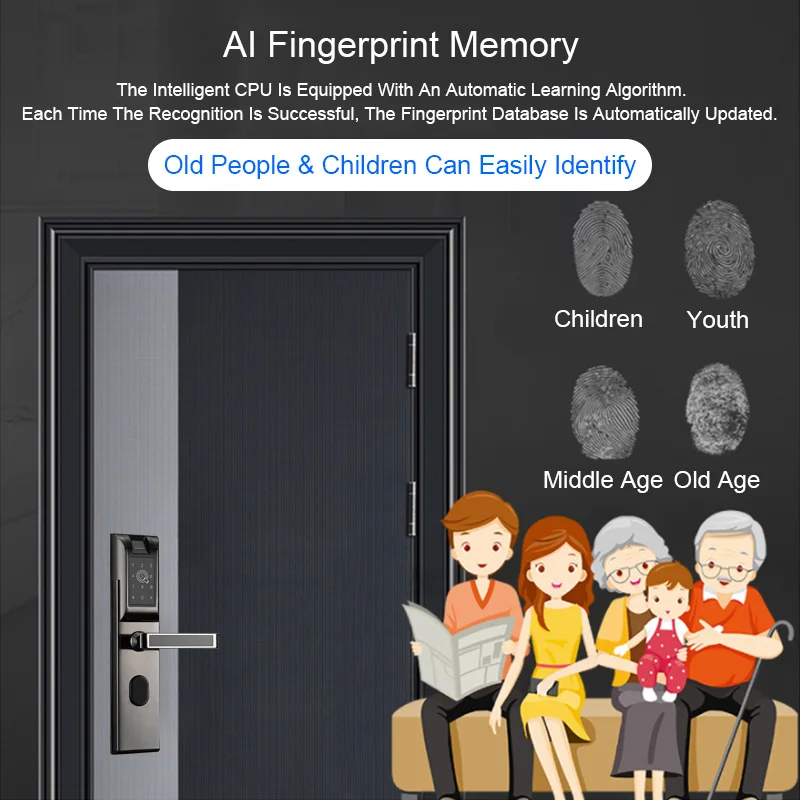 Eseye WIFI Door Lock Biometric Fingerprint Smart Digital Door Lock App Phone Bluetooth For Home Apartment Anti-theft