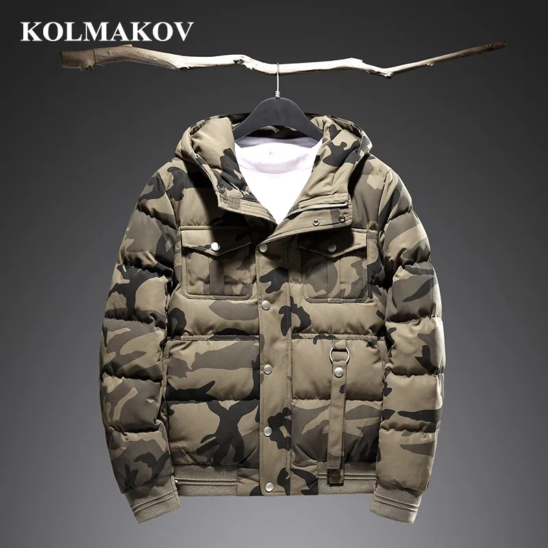 KOLMAKOV/Новинка мужские парки M 4XL зимняя мужская куртка бомбер короткие утолщенные