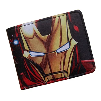 

Comics DC Marvel Iron Man Wallets New Style Men Cartoon Credit Card Bags Famous Hero Animation Purse Pu Leather Short Wallet