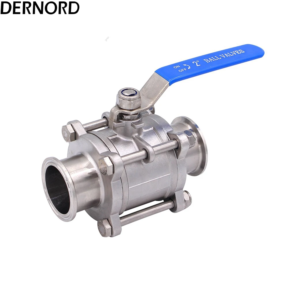Dernord " два пути и 3 предмета полный Порты и разъёмы санитарно шаровой Клапан подходит 2" Tri-зажим Клевер Нержавеющая сталь 304, ptfe выстроились