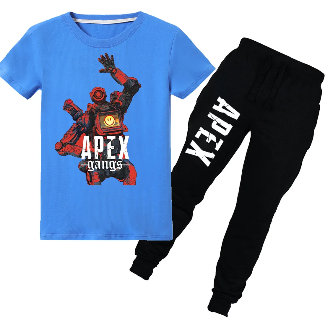 Весенне-Осенняя детская хлопковая Футболка с героями мультфильма «Легенды apex» свитер с длинными рукавами для мальчиков и девочек+ штаны, костюм, одежда