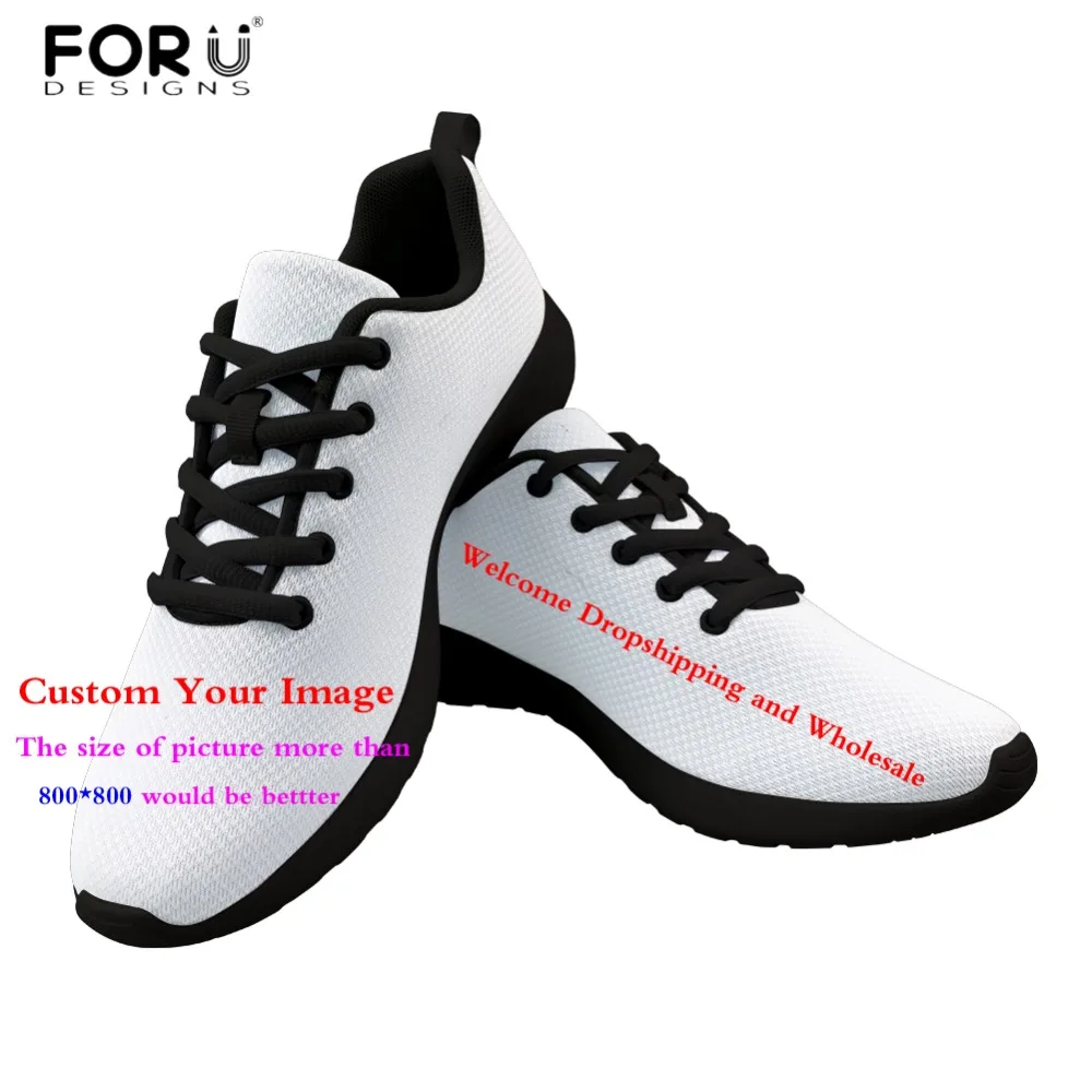 

FORUDESIGNS Custom Your Own Design Casual Shoes Men's Breathable Mesh Flats Students Boys Air Mesh Sneakers Lace-up Shoes Male