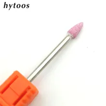 HYTOOS Pink Ceramic Stone Spear Nail Drill Bit 3/32″ Rotary Burr Corundum Bits For Manicure Drill Accessory Tools Nail Mill