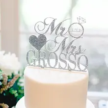 Персонализированные сладкие сердца акриловые Топпер для торта свадебный торт стенд на заказ обручальное кольцо Mr& Mrs Топпер для торта