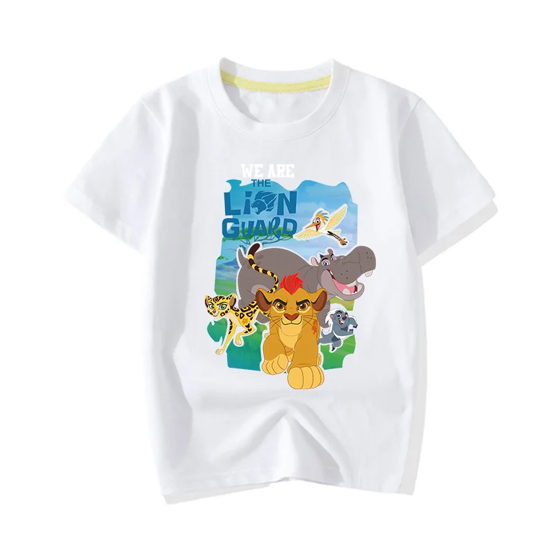 Детские футболки для больших мальчиков и девочек с героями мультфильма «Король Лев», одежда От 1 до 13 лет, детский летний костюм с короткими рукавами Повседневные футболки, топы, JY021 - Цвет: White T-shirt