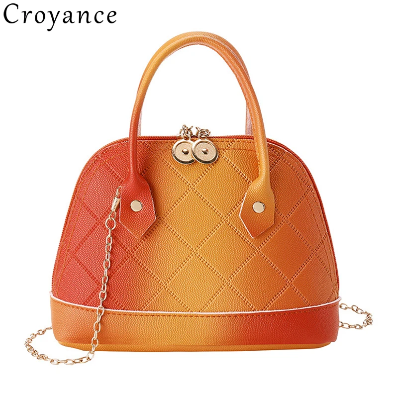 

Croyance Chic Gradual Change Color Shoulder Bags for Women PU Leather Shell Shape Handbag Small Clutch Chain Crossbody