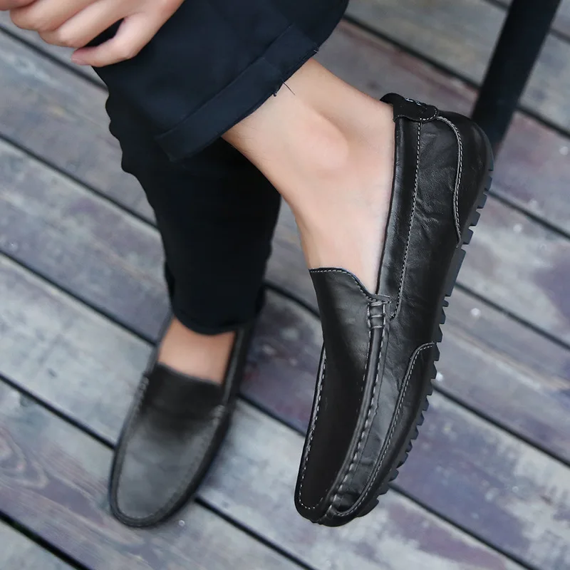 

2019 Spring New Trend Young Men's Leather Loafer Shoe Shoes Men's Shoes Pedal Soft Bottom Men's Casual Shoes Low Band Shoe