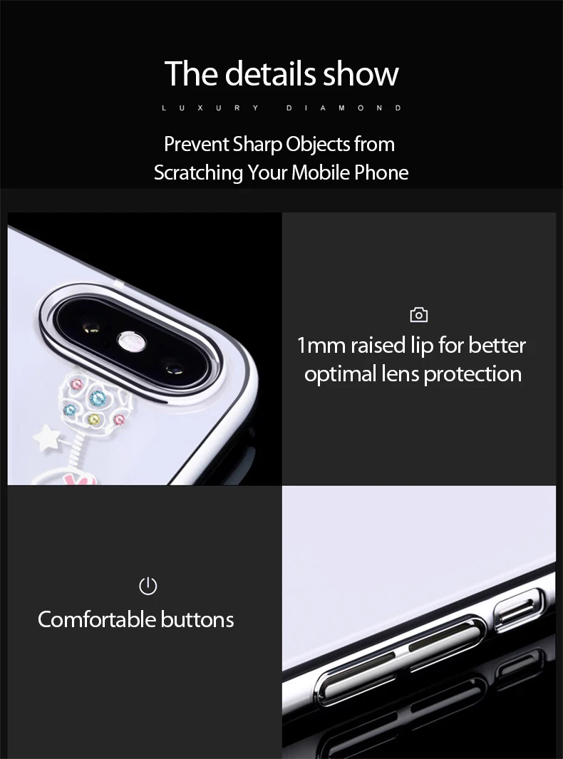 KINGXBAR Case for iPhone Xs Max Case Cute Patterned for iPhone Xs Cover Transparent for iPhoneXs Luxury Crystals from Swarovski  (11)