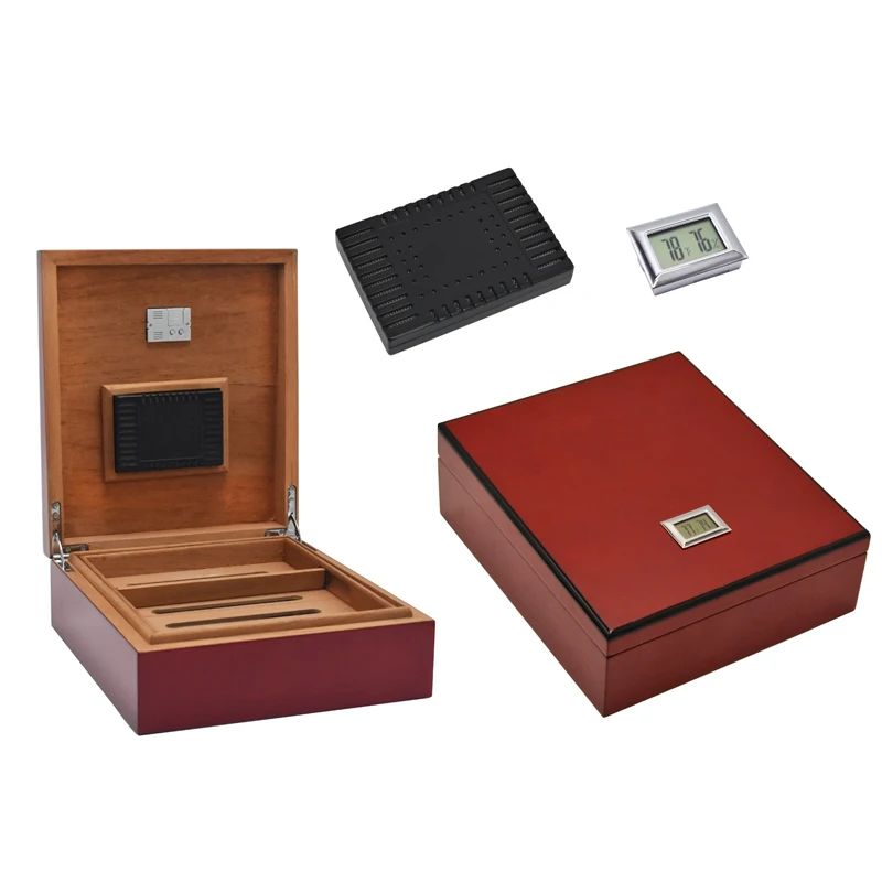 

Digital Humidor Office & Home Solid Wood Cigar Case multiple lacquer finish Cigar moisture box humidity adjustable Cigar Box