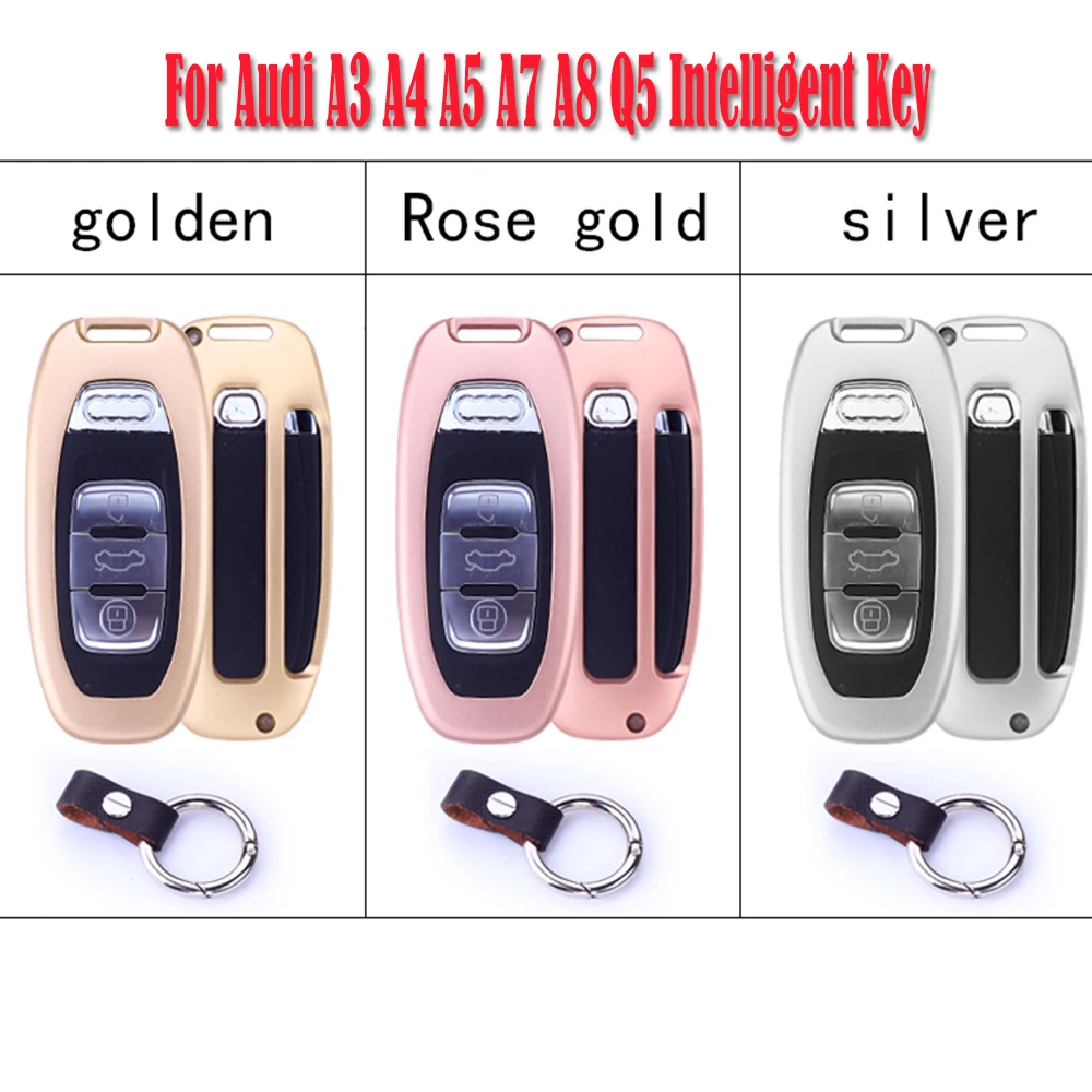 Auto Car Remote Key Cover Chain Holder Skin Case Shell for Audi A3 A4 A5 A7 A8 Q5 Intelligent Key Car Styling