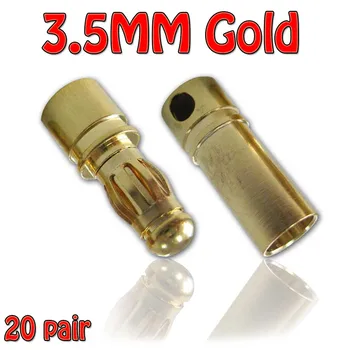 

20 pairs 3.5mm Gold Bullet Banana Connector Plug for ESC Align 450 RC Helicopter Motor
