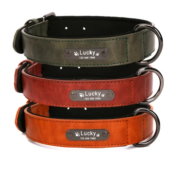 

Custom Large Dog Collar Leather Personalized Big Small Dogs Collar for Dog ID Tag Luxury Engraved Name Dog Collar Collar Perro
