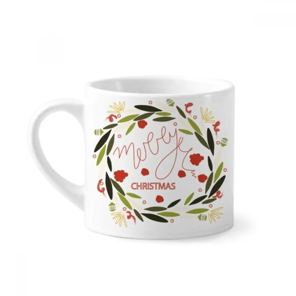 Christmas Colorful Garland Leaf Illustration Mini Coffee Mug White Pottery Ceramic Cup With Handle 6oz Gift Mugs Aliexpress