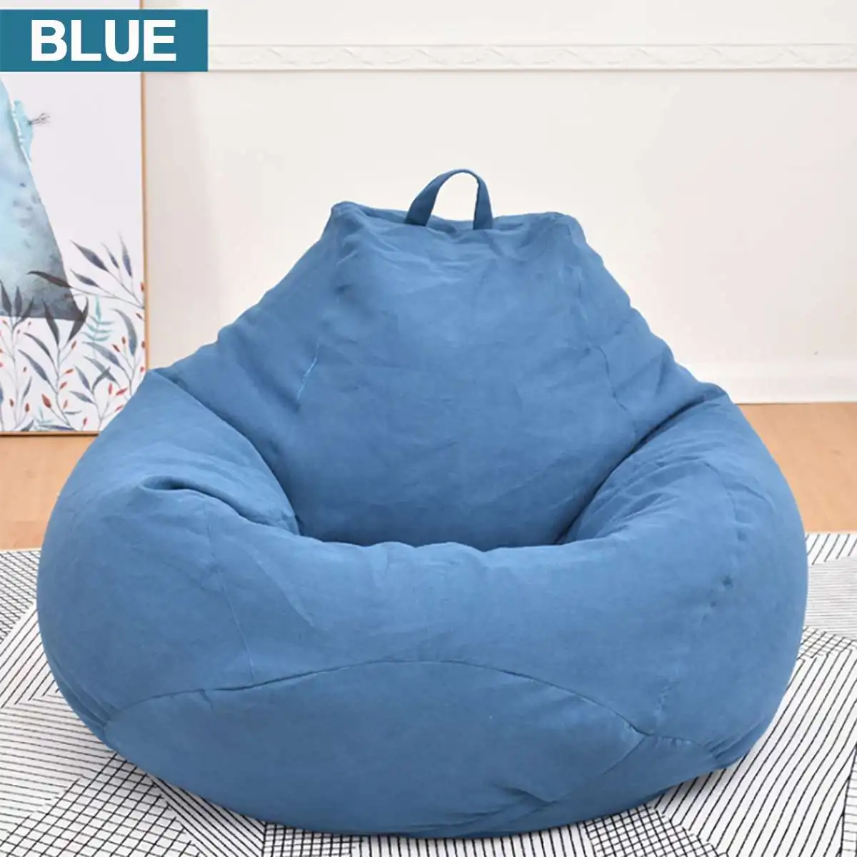 Beanbag Sofas Lounger Chair Sofa Cotton Chair Cover Waterproof Stuffed Animal Ottoman Seat Bean Bag without Filling Only Cover - Цвет: Blue M Size