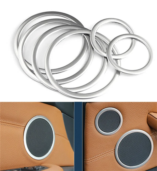 

6pcs Stainless steel Audio speaker frame cover trim door horn ring panel strip car styling for BMW X5 E70 2009-13 accessories