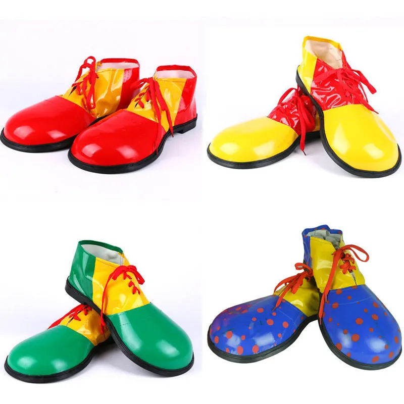 Halloween-Costumes-Adult-Funny-Circus-Clown-Shoes-for-Men-Red-Green