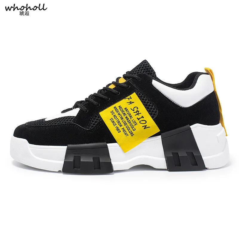 

WHOHOLL 2019 Spring New Breathable Student Casual Personality Trend Mesh Low Help Dad Color Matching Sports Men's Shoes Heighten
