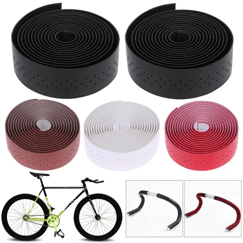 1Pair Bicycle Handlebar Tape PU Leather Breathable Bicycle Handlebar Anti slip Belt Strap for