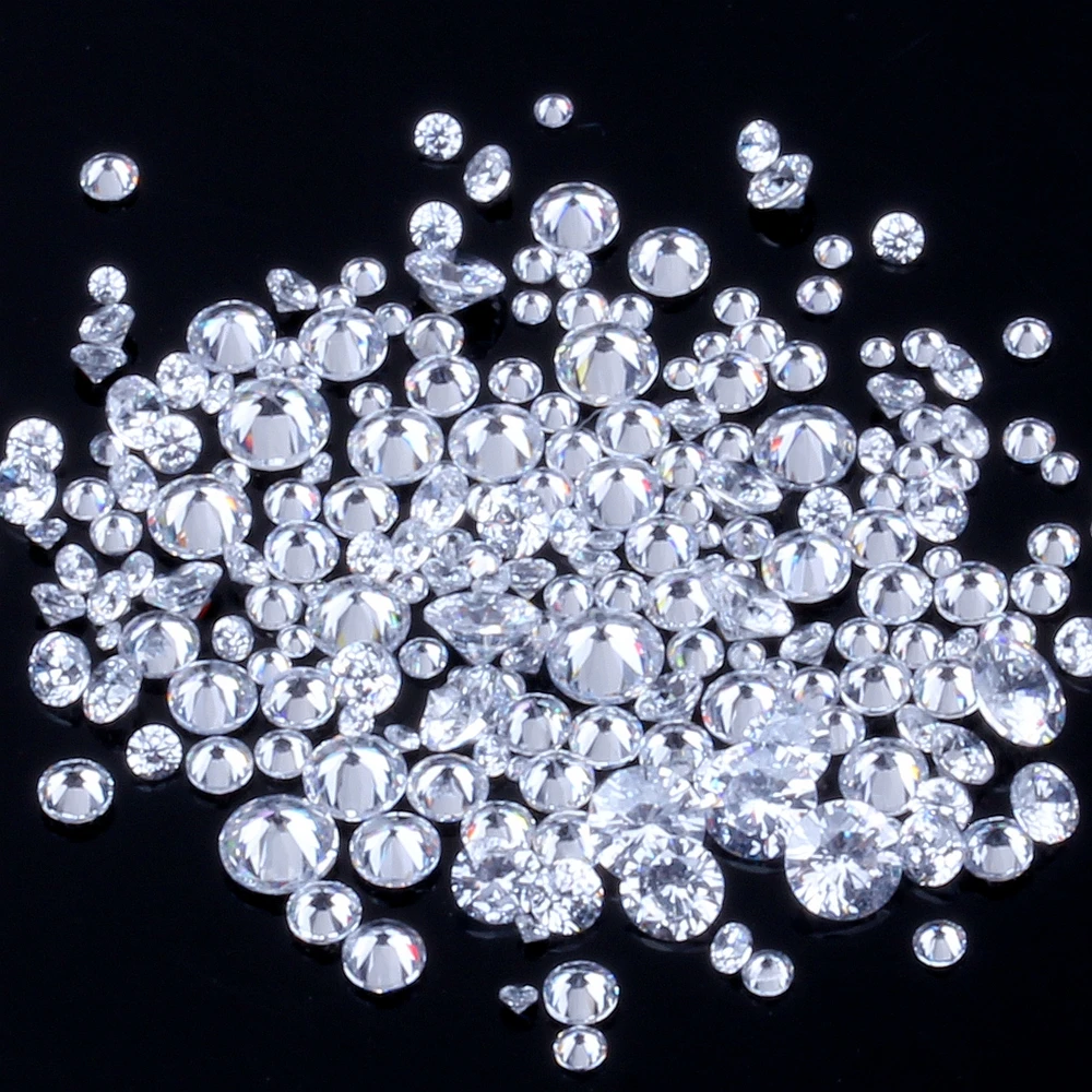 

200pcs 0.8~4mm And Mix Size 5A White Round Machine Cut Lab Created Loose Cubic Zirconia CZ Stone Synthetic Gems For Jewelry DIY