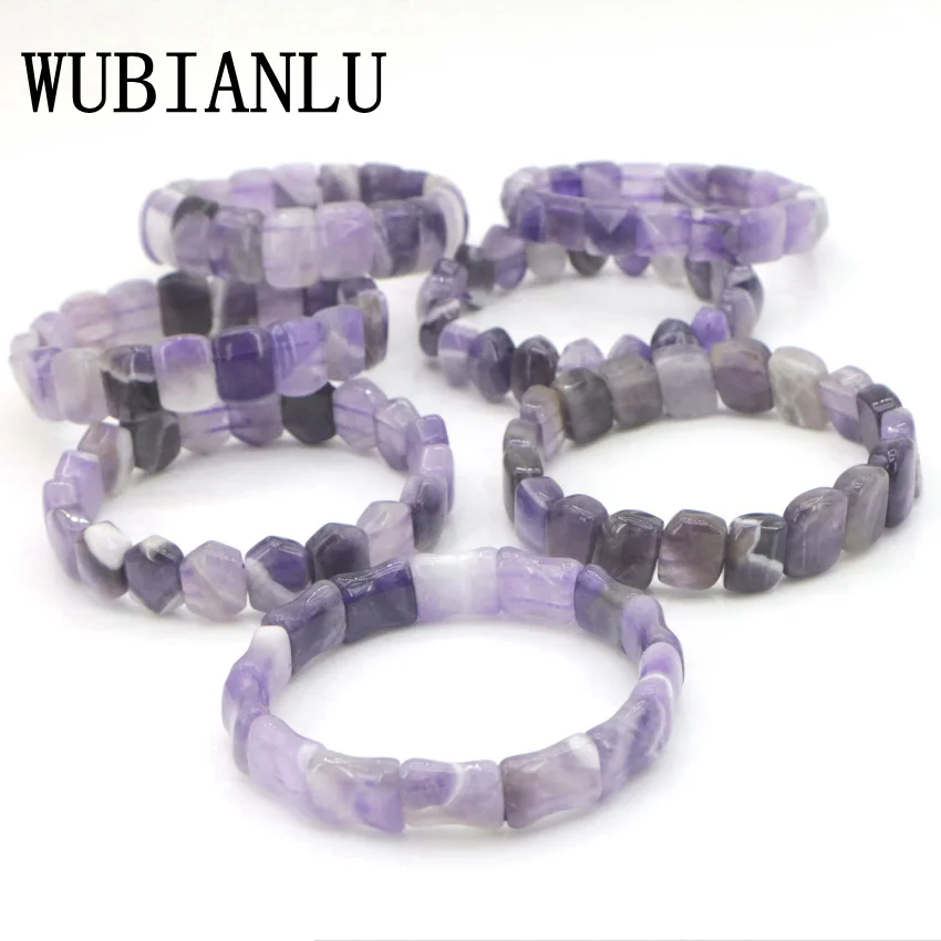 

WUBIANLU New Natural Purple crystal Bracelet Powder Crystal Charm Bracelets Womens Costume Jewelry Girls Birthday Gift Wholesale