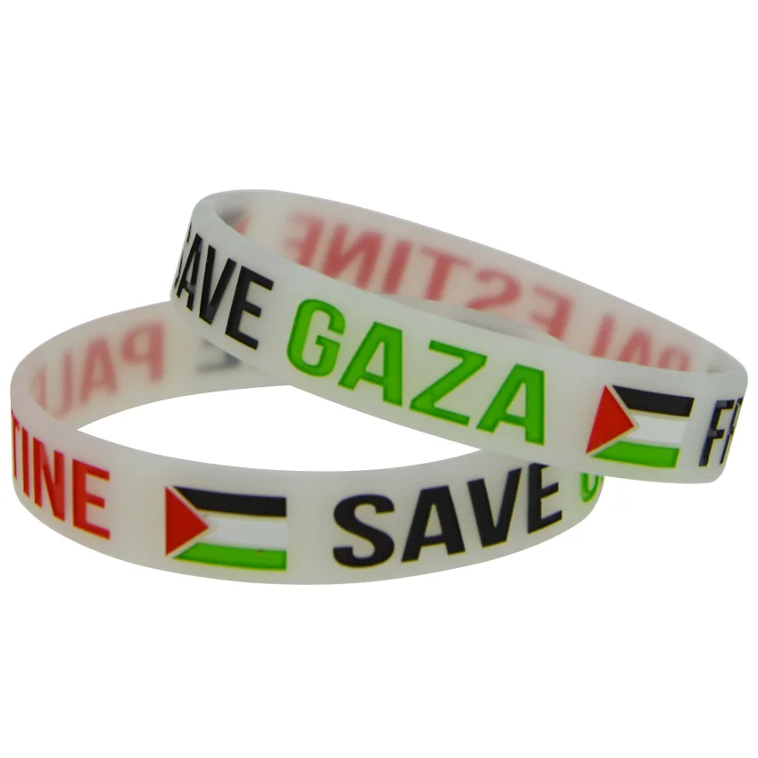 

50pcs/lot Save Gaza Wristband Free PALESTINE Silicone Bracelet with Flag