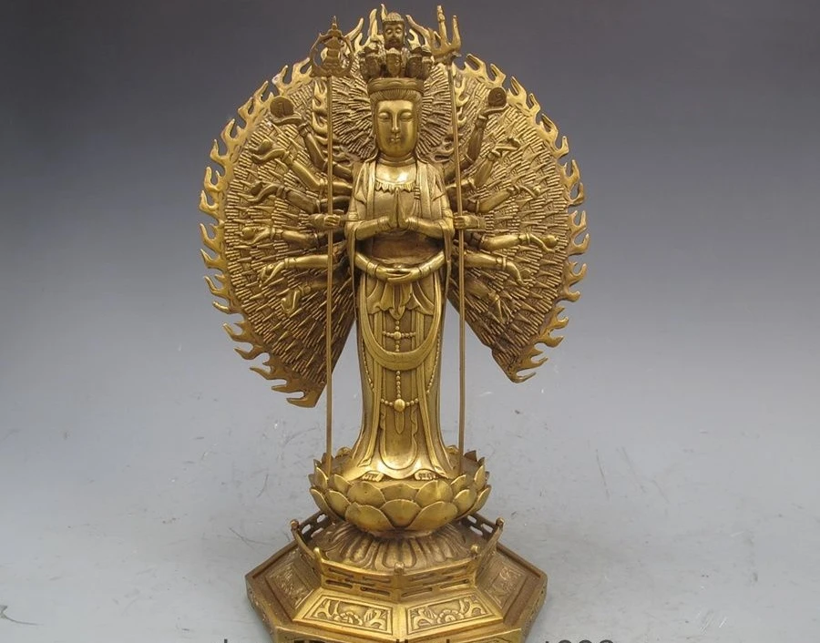 

14 Tibet Copper 1000 Arms Avalokitesvara GuanYin Bodhisattva Kwan Yin Statue a 0518
