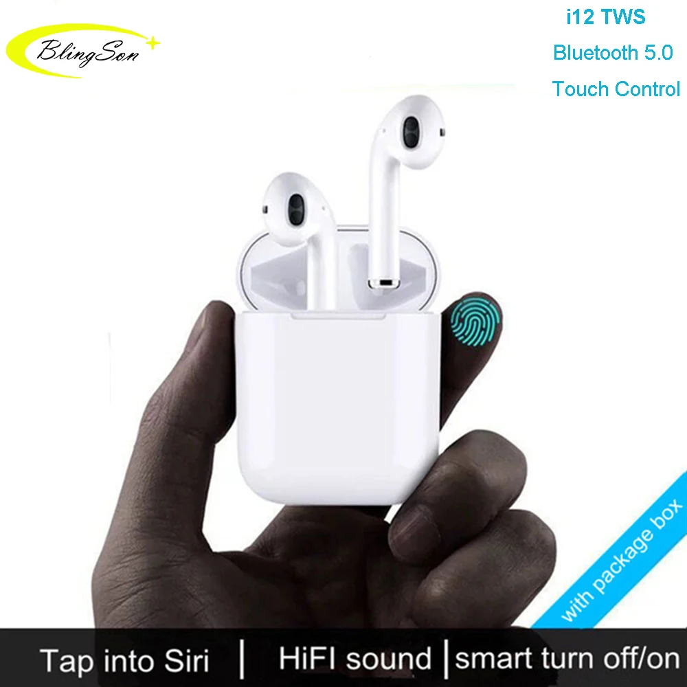 

i12 tws Bluetooth Earphone Wireless Earphones Touch Control Earbuds Stereo Headphones Air pods with Charging Box for IOS Android