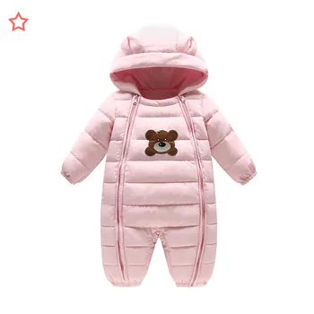 

Winter Baby Rompers Thicken Warm Down Girls Boys Hooded Jumpsuit Newborn Outwear Coat Infant Embroidery Snowsuit Baby clothes