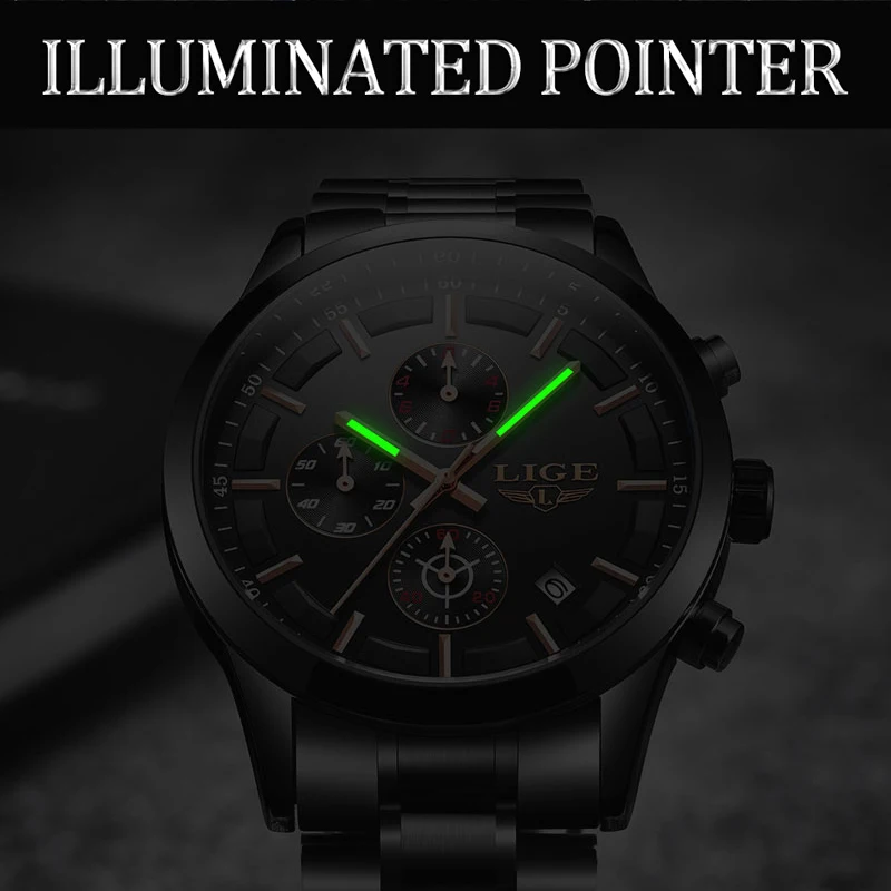 Relojes 2018 часы мужские LIGE модные спортивные кварцевые Топ бренд класса люкс Бизнес