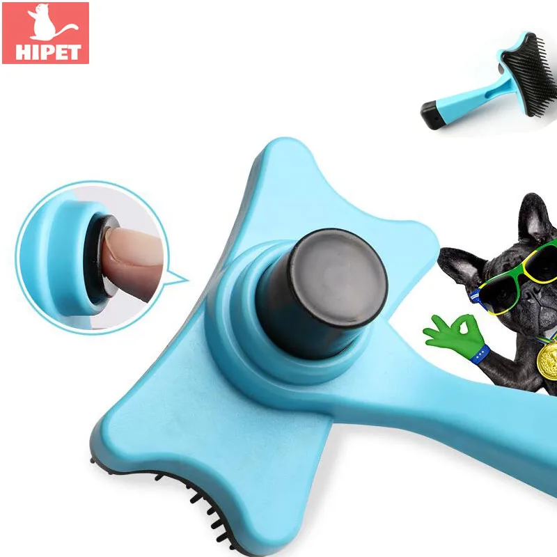 

HIPET Pet Hair Deshedding Brush Comb Small Medium Large Cat Dog Automatic furmins Hair Removal Grooming Tools Products