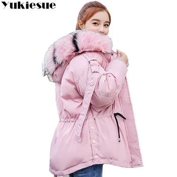 

winter jacket women parka 2018 winter warm plus thick Big faux fur collar hooded coat female Plus size XXXL Women's down jacket