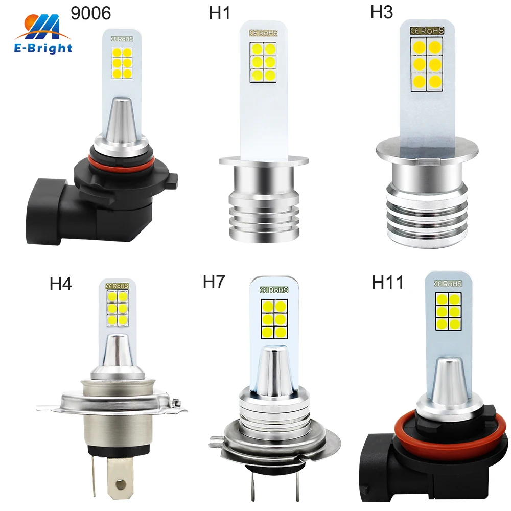 YM E-Bright 1 шт. 12В 24В DC H4 H7 9005 9006 H11 H8 H3 H1 P13W H16 3030 Автомобильные противотуманные фары