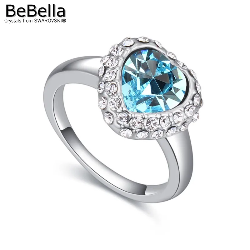 Женское кольцо с кристаллами BeBella на палец в форме сердца элементами Swarovski 5