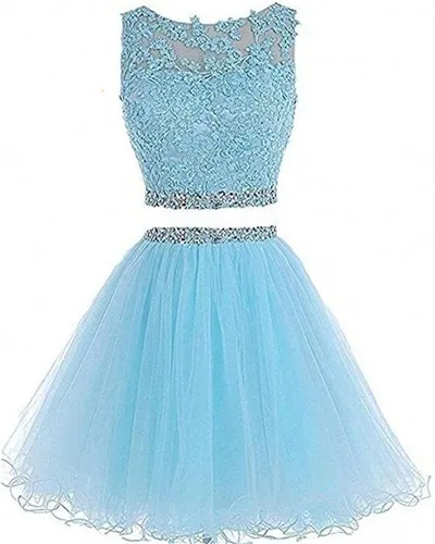 

Cheap Short Mint Two Pieces Homecoming Dress Sequined Tulle Homecoming Dress Crystal Party Gown Graduation Dress Homecoming-jurk