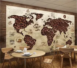 Papel де Parede Cafe карта мира Винтаж обои, кафетерий гостиная диван ТВ стены спальня Ресторан Бар 3d фрески