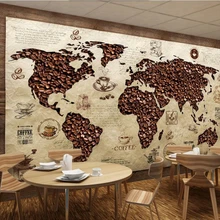 Papel de pared para café, mapa del mundo, papel tapiz Vintage, cafetería, sala de estar, sofá, pared de TV, dormitorio, restaurante, bar, murales 3d