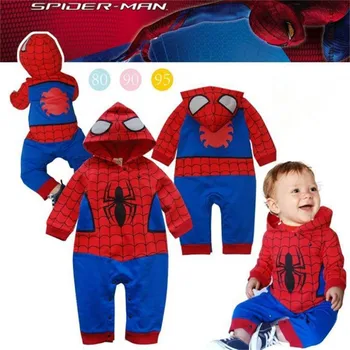 

Baby Boy Romper Cartoon Spiderman Jumpsuit Long/Short Sleeve Hoodies Superman Boys Rompers Baby Clothing Costume