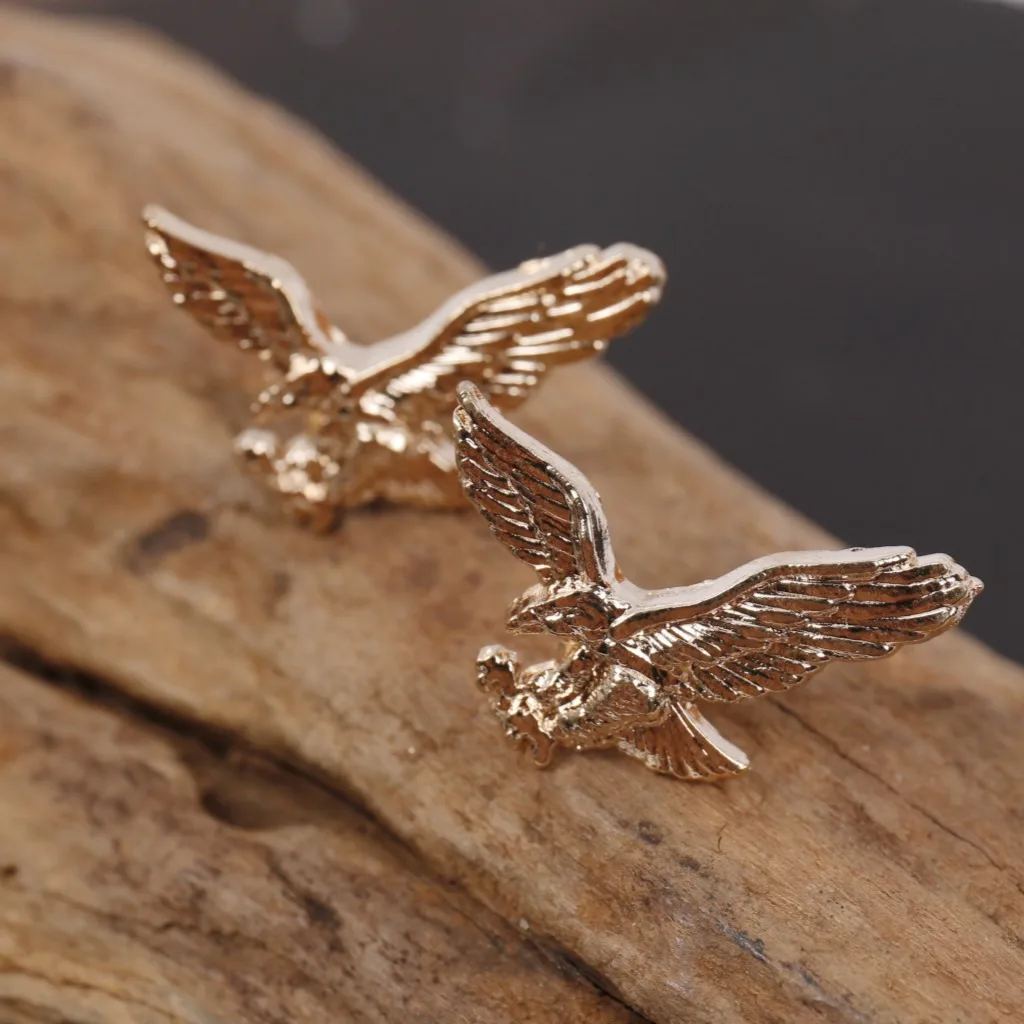 

12Pairs=24 Pcs/Lot Brooches Fashion Unisex Jewelry Eagle Animal Brooches Golden Silver Birds Suit Lapel Pins Bulk Wholesale