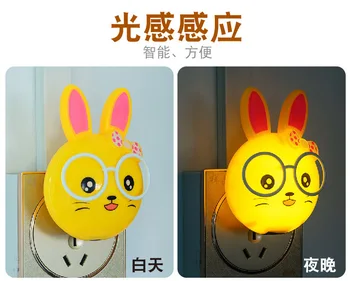 

Light Sensor Control Night Light Mini EU US Plug Novelty Square Bedroom lamp