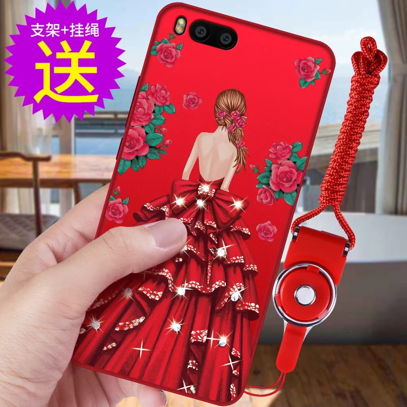 bling rose wedding dress goddess with rope and stand holder soft silicon case For Xiaomi Mi6 M6 |