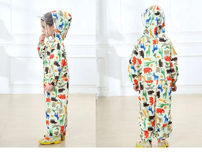 6.Children cartoon raincoat kids jumpsuit rainwear raincover for children baby boys girls waterproof poncho rain coat