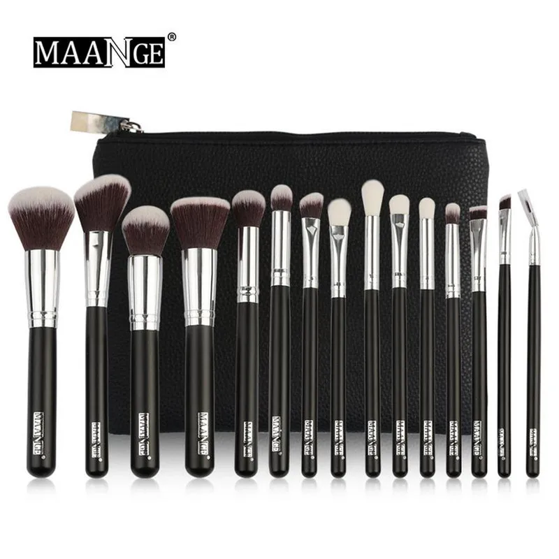 

MAANGE 8pcs 15Pcs Makeup Brushes Set With PU Leather Case Powder Foundation Eyeshadow Make Up Brush Cosmetic Tool Kit 20#702