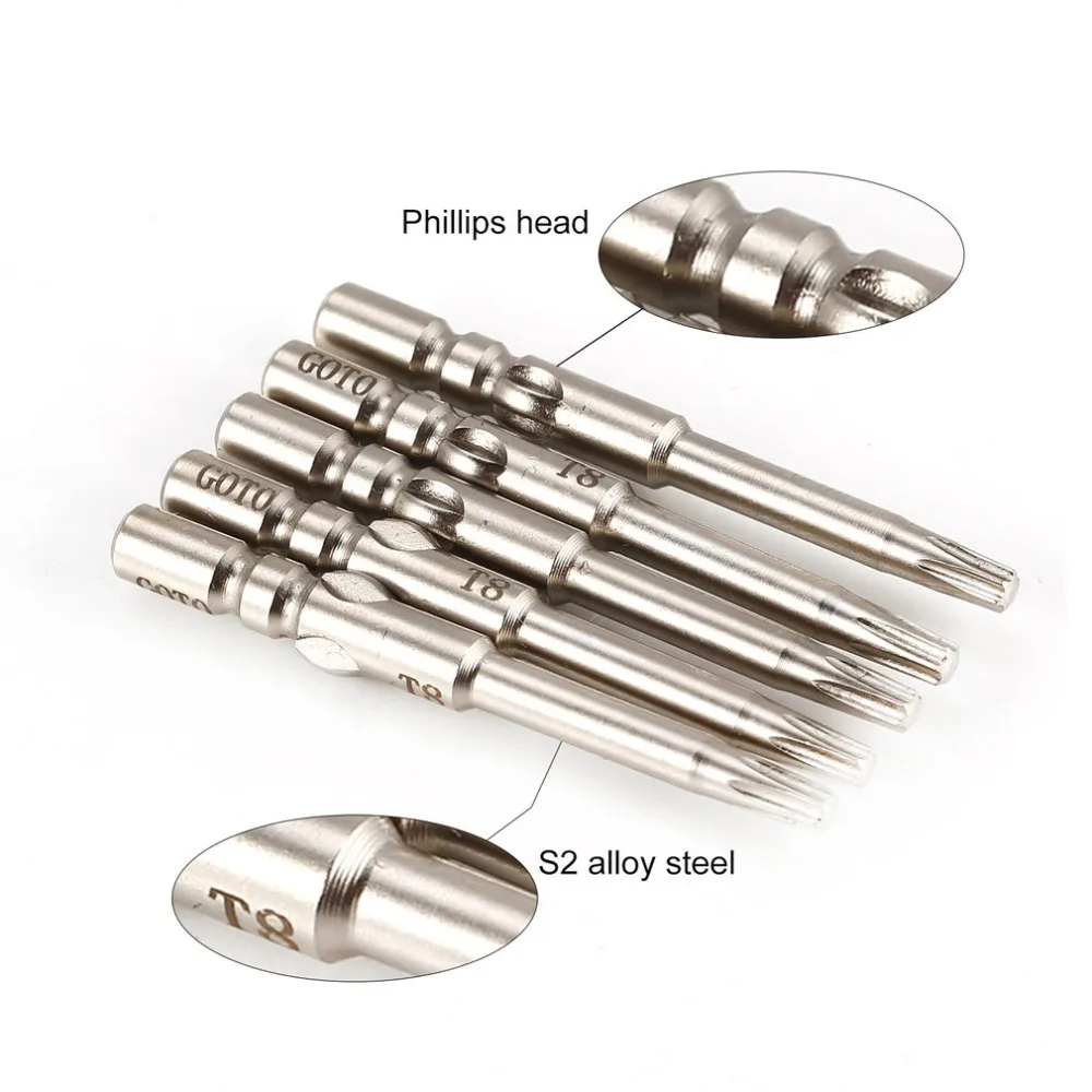  Goto S2 Stahl 5 PCS Magnetische Precision Torx-schraubendreher Bits Set Tip Hand Reparatur Eröffnun