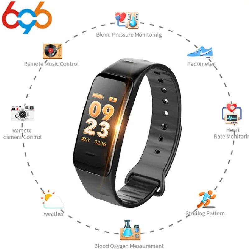 

C1S Color LCD Intelligent Sports Fitness Bracelet Blood Pressure Blood Oxygen Heart Rate Monitoring Bluetooth Smart Watch