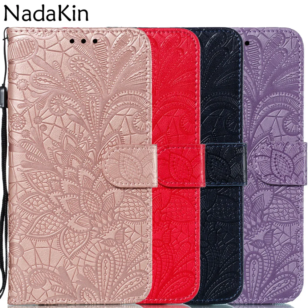 

Lace Flower Book Case for Huawei P30 Pro Mate 20 Pro Honor 7A Pro 7C Y6 Prime Y5 Y7 2018 Y9 2019 Nova 3i 4 Luxury Cover Shell